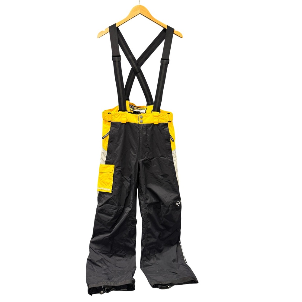 Fox Racing Snow Pants Mens Medium Advanced Tech Black Yellow Ski Snowboard Bib